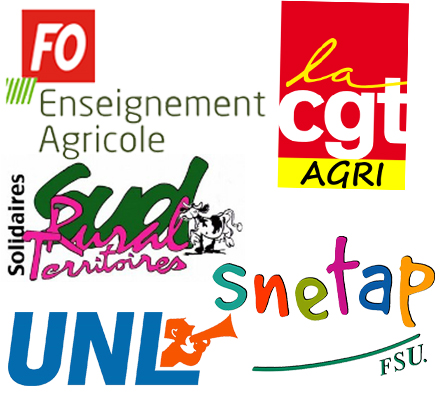 Logos CGT, FO, Snetap-FSU, Sud,UNL